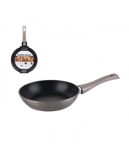 Hamilton Beach Hammered Forged Aluminum Fry Pan 9.5in (24cm), Non-Stick Coating